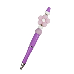 Сине-фиолетовый Пластиковая шариковая ручка, бисерная ручка, Светящаяся цветочная силиконовая ручка для персонализированной ручки своими руками, синий фиолетовый, 145 мм