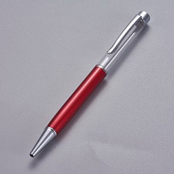 Dark Red Creative Empty Tube Ballpoint Pens, with Black Ink Pen Refill Inside, for DIY Glitter Epoxy Resin Crystal Ballpoint Pen Herbarium Pen Making, Silver, Dark Red, 140x10mm