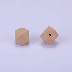 Tan Hexagonal Silicone Beads, Chewing Beads For Teethers, DIY Nursing Necklaces Making, Tan, 23x17.5x23mm, Hole: 2.5mm