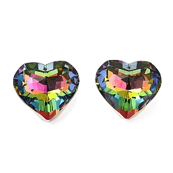 Разноцветный Гальванические стеклянные подвески, граненые, для люстры хрустальные подвесные подвески, сердце, красочный, 43.5x45.5x26 мм, отверстие : 1.8 мм