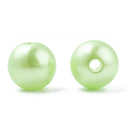 Бледно-Зеленый Окрашенный распылением абс-пластик имитация жемчужных бусин, круглые, бледно-зеленый, 8x9.5 мм, отверстие : 1.8 мм, около 2080 шт / 500 г
