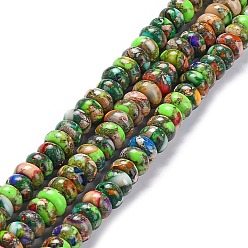 Colorido Hilos de cuentas de jaspe imperial natural, teñido, Rondana plana, colorido, 8x5 mm, agujero: 0.7 mm, sobre 80~84 unidades / cadena, 15.94~16.14 pulgada (40.5~41 cm)