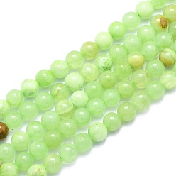 Jade Blanc Perles naturelles, perles de jade , imitation calcite verte ronde, teint, 8~8.5mm, Trou: 0.8mm, Environ 46 pcs/chapelet, 15.08 pouce (38.3 cm)