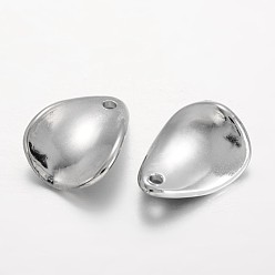 Platinum CCB Plastic teardrop, Pendants, Platinum, 20x15x4mm, Hole: 2mm