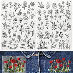 Flower Bohemian Style Water Soluble Fabric, Wash Away Embroidery Stabilizer, Flower, 297x210mm, 2 sheets/set