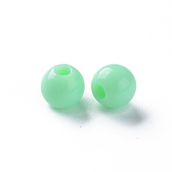 Aquamarine Opaque Acrylic Beads, Round, Aquamarine, 6x5mm, Hole: 1.8mm, about 4400pcs/500g