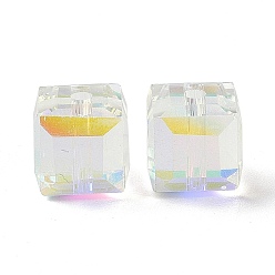 Прозрачный АВ Имитация Австрийские кристаллические шарики, класс AAA, граненые, кубические, ясно AB, 8x8x8 мм (размер в пределах диапазона погрешностей 0.5~1 мм), отверстие : 0.9~1.6 мм