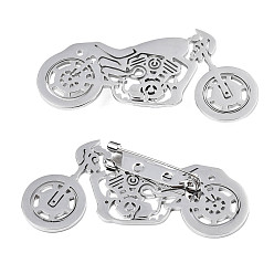 Stainless Steel Color 201 Stainless Steel Motorcycle Lapel Pin, Creative Badge for Backpack Clothes, Nickel Free & Lead Free, Stainless Steel Color, 58x28x8mm, Pin: 0.7mm