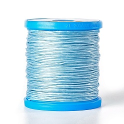 Light Blue Round Waxed Cords, Micro Macrame Cord, Polyester Leather Sewing Thread, for Bracelets Making, Beading, Crafting, Bookbinding , Light Blue, 1mm, about 87.48 yards(80m)/roll