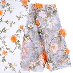 Темно-Оранжевый Gorgecraft 1 ткань из полиэстера и органзы, с 3 вышивкой d роза, для аксессуаров одежды, темно-оранжевый, 140 см, 0.95~1 м / мешок