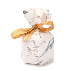 Otros Cajas de dulces de papel, embalaje de regalo de banquete de boda de dulces de joyería, con la cinta, florero hexagonal, patrón de mármol, 7.25x7.2x13.1 cm