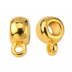 Golden Tibetan Style Tube Bails, Loop Bails, Bail Beads, Cadmium Free & Lead Free, Golden, 9x6x4mm, Hole: 1.5mm, Inner Diameter: 3mm