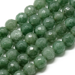 Green Aventurine Natural Green Aventurine Beads Strands, Faceted, Round, 8~8.5mm, Hole: 1mm, about 47pcs/strand, 15.5 inch