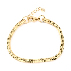 Золотой Унисекс 304 круглые браслеты в виде змеиной цепочки из нержавеющей стали, с карабин-лобстерами , золотые, 7-7/8 дюйм (20 см), 4 мм