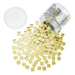 Amarillo Cabuchones de cristal, azulejos de mosaico de espejo cuadrado, para decoración del hogar o manualidades de bricolaje, amarillo, 10x10x3 mm, 280 g / box