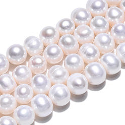 Color de la concha Hilos de perlas de agua dulce cultivadas naturales, patata, color de concha, 7.5~8.5x7~8 mm, agujero: 0.7 mm, sobre 45 unidades / cadena, 13.39 pulgada (34 cm)