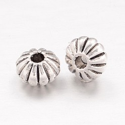 Argent Antique Perles de style tibétain, sans plomb et sans cadmium, rondelle, argent antique, 7x5mm, Trou: 2mm
