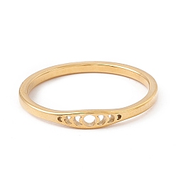 Golden 304 Stainless Steel Moon Phase Finger Ring for Women, Golden, US Size 7 3/4(17.9mm)