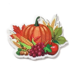 Pumpkin Thanksgiving Day Themed Opaque Printed Acrylic Pendants, Pumpkin, 27x35.5x2mm, Hole: 2mm