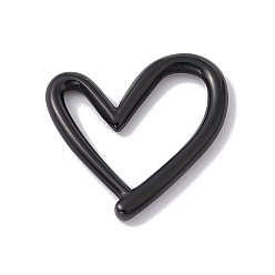 Electrophoresis Black 304 Stainless Steel Linking Rings, Hollow Asymmetrical Heart, Electrophoresis Black, 19x20x2.5mm, Inner Diameter: 13.5x13.5mm