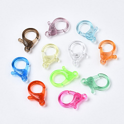 Mixed Color Transparent Acrylic Lobster Claw Clasps, Mixed Color, 25.5x18x6mm, Hole: 1.8mm