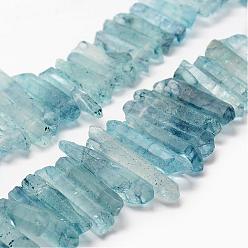 Небесно-голубой Природных кристаллов кварца бисер нитей, окрашенные, граненые, самородки, голубой, 13~48x7~12x3.5~10 мм, отверстие : 2 мм, 14.9 дюйм (38 см)