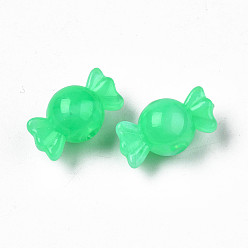 Vert Printanier Perles acryliques, pierre d'imitation, candy, vert printanier, 9.5x18x10mm, Trou: 2.5mm, environ830 pcs / 500 g