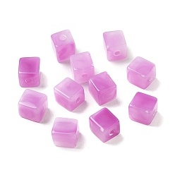 Orchid Transparent Acrylic Beads, Cube, Orchid, 8x8x9mm, Hole: 2mm, about 920~940pcs/500g