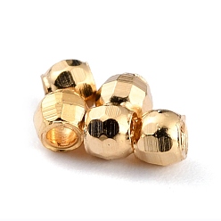 Настоящее золото 24K Spacer бисер латунные, долговечный, граненые круглые, реальный 24 k позолоченный, 4.5x4 мм, отверстие : 2 мм
