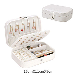 Floral White Imitation Leather Jewelry Storage Bag with Snap Fastener, for Bracelet, Necklace, Earrings, Rectangle, Floral White, 16.5x11.5x5cm
