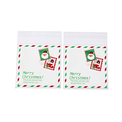 Lime Christmas Theme Plastic Bakeware Bag, with Self-adhesive, for Chocolate, Candy, Cookies, Square, Lime, 130x100x0.2mm, about 100pcs/bag