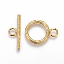 Золотой Ионное покрытие (ip) 304 застежки из нержавеющей стали, для изготовления ювелирных изделий DIY, , кольцо, золотые, бар: 7x20x2 mm, отверстие : 3 мм, Кольцо: 19x14x2 mm, отверстие : 3 мм