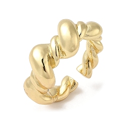 Chapado en Oro Real 18K Anillos de latón para puños abiertos, anillo retorcido para mujer, real 18 k chapado en oro, tamaño de EE. UU. 6 1/4 (16.7 mm), 5~10 mm