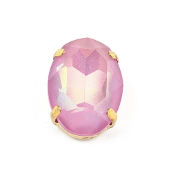 Rosa Claro Aurora (jm) coser en diamantes de imitación, diamantes de imitación de cristal facetado, Enlaces multifilares, con monturas de latón dorado, oval, rosa luz, 18x13x8.5 mm, agujero: 1 mm