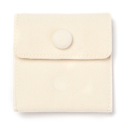 PapayaWhip Square Velvet Jewelry Bags, with Snap Fastener, PapayaWhip, 6.7~7.3x6.7~7.3x0.95cm