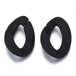 Black Opaque Spray Painted Acrylic Linking Rings, Quick Link Connectors, for Curb Chains Making, Frosted, Twist, Black, 30x21x7mm, Inner Diameter: 17x8.5mm, about 280pcs/500g