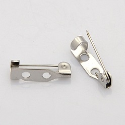 Stainless Steel Color 201 Stainless Steel Brooch Pin Back Bar Findings, Stainless Steel Color, 17x5.5x5mm, Hole: 2mm, Pin: 0.6mm