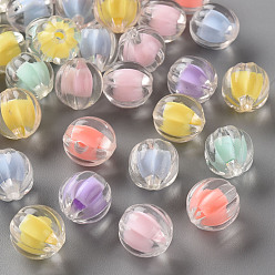 Mixed Color Transparent Acrylic Beads, Bead in Bead, Pumpkin, Mixed Color, 11x11.5mm, Hole: 2mm, about 610pcs/500g