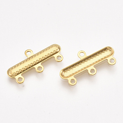 Золотой 304 нержавеющей стали ссылки люстра компонент, 3 соединитель-переходник, прямоугольные, золотые, 10x20x1 мм, отверстие : 1.2 мм