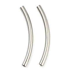 Stainless Steel Color 304 Stainless Steel Tube Beads, Curved Tube, Stainless Steel Color, 30x2.5mm, Hole: 2mm