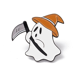 Chocolate Ghost Wizard Enamel Pin, Halloween Alloy Badge for Backpack Clothes, Electrophoresis Black, Chocolate, 31x30x1.5mm, Pin: 1mm