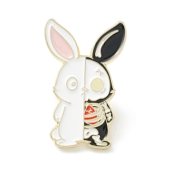 Colorful Skeleton Rabbit Enamel Pin, Halloween Alloy Brooch for Backpack Clothes, Light Gold, Colorful, 29x18.5x2mm, Pin: 1mm
