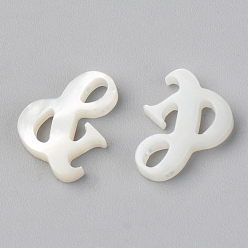 Humo Blanco Perlas de concha de nácar blanco natural, cuentas perforadas superiores, número, y símbolo, whitesmoke, 10x8x2 mm, agujero: 0.9 mm
