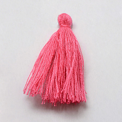 Hot Pink Handmade Polycotton(Polyester Cotton) Tassel Decorations, Pendant Decorations, Hot Pink, 29~35mm