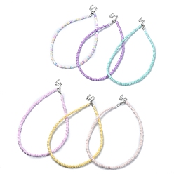 Mixed Color 6Pcs 6 Color Glass Seed Beaded Necklaces Set with 304 Stainless Steel Clasps, Mixed Color, 13.98~14.17 inch(35.5~36cm), 1Pc/color