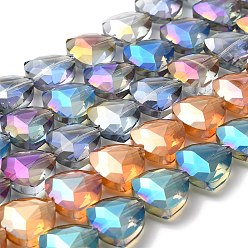 (52) Непрозрачная лаванда Гальванические стеклянные треугольные бусины, граненые, с покрытием красочным, разноцветные, 18x18x9 мм, отверстие : 1 мм, около 35 шт / нитка, 24.8 дюйм