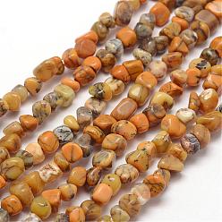 Moss Agate Natural Yellow Moss Agate Beads Strands, Nuggets, 3~5x3~5x3~8mm, Hole: 1mm, about 85~90pcs/strand, 15.7 inch(40cm)