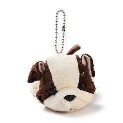 Coconut Brown Velvet Dog Keychain, with PP Cotton Filling & Metal Clasp, Coconut Brown, 11cm