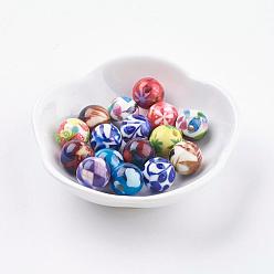 Mixed Color Spray Painted Resin Beads, Round, Mixed Color, 11~12mm, Hole: 2mm