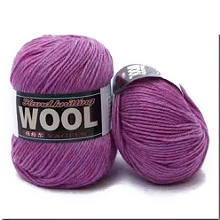 Orchid Polyester & Wool Yarn for Sweater Hat, 4-Strands Wool Threads for Knitting Crochet Supplies, Orchid, about 100g/roll